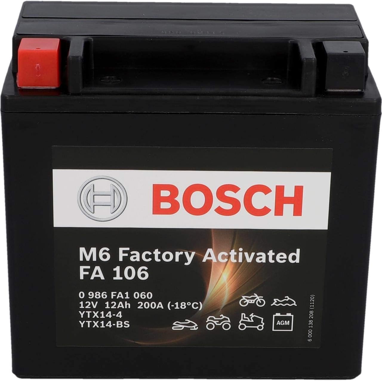 Bosch FA106 AGM Motorcycle Battery 12 V 200 A 12 Ah